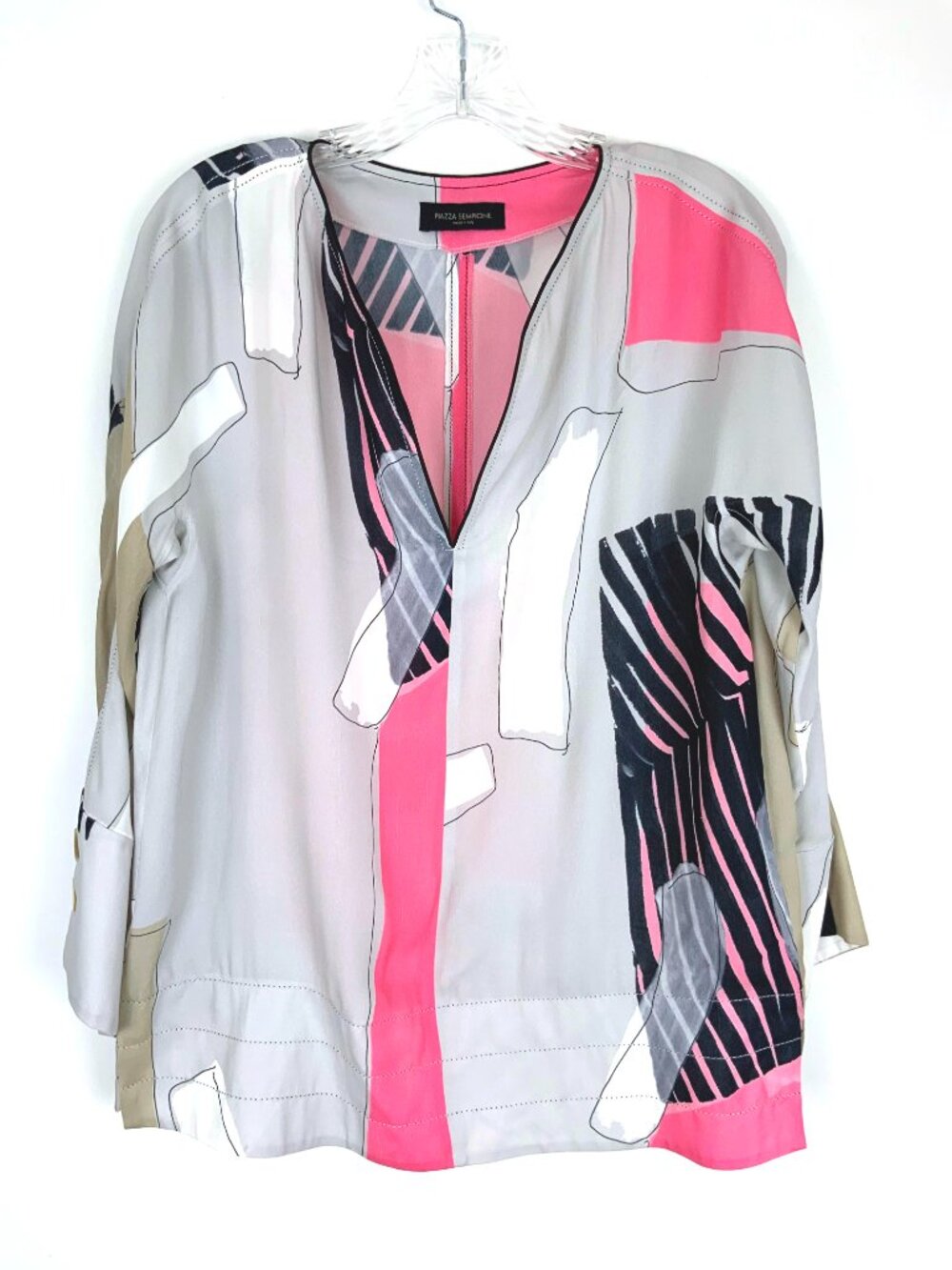 New Piazza Sempione Abstract Print Pullover Blouse Viscose Sz 10